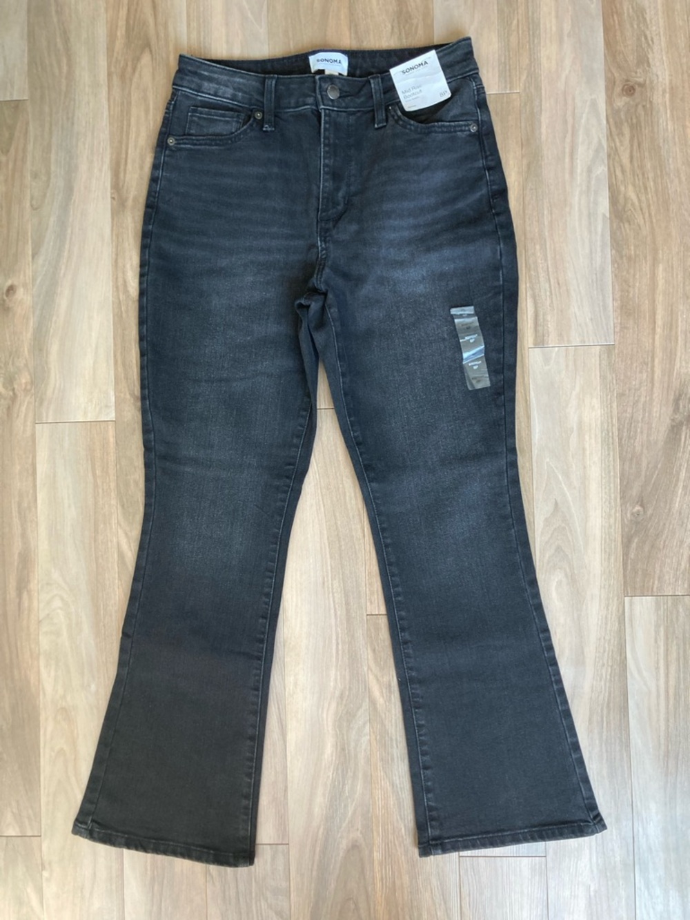 Sonoma mid rise bootcut jean some stretch black wash 8P 8 petite